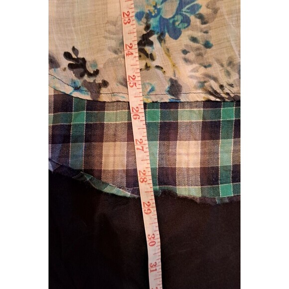 Aratta Silent Journey Blue Purple Floral Scarf Back Blouse Size M Velvet trim - Picture 10 of 14